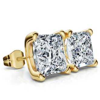 Pompeii3 Certified 4Ct Princess Cut Martini Studs 14k Gold Lab Grown
