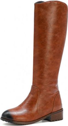 Generic Womens Knee High Boots - Flat Heel Equestrian and Biker Design, All-Day Comfort for Casual and Work,Yellow,5.5 UK