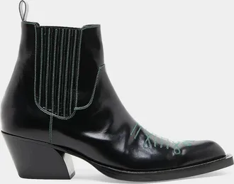 Marni Men & apos;s Polished Leather Western Chelsea Boots