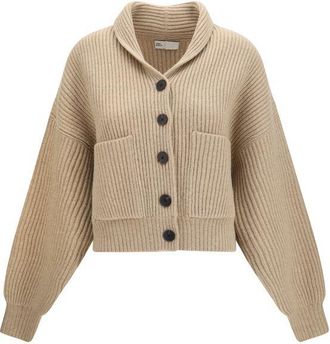 Tory Burch Beige Wool Oves Aries Womens Cardigan