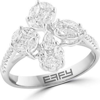 Effy 14K White Gold Diamond Floral Cluster Ring in 14K Gold at Nordstrom, Size 7