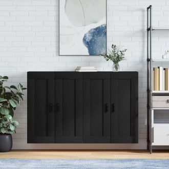 vidaXL Vidaxl - Armarios De Pared 2 Uds Madera De Ingenier&iacute;a Negro