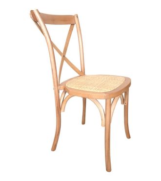 Home Heavenly Pack de 2 sillas madera maciza apilable y asiento ratán en roble claro