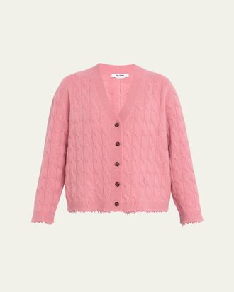 Re/Done Cashmere Cable-Knit Cardigan