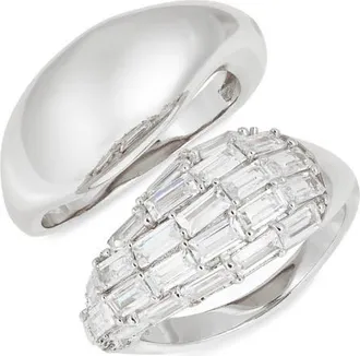 Nordstrom Set of 2 Cubic Zirconia Sculpted Rings in Sterling Silver Plated at Nordstrom, Size 7