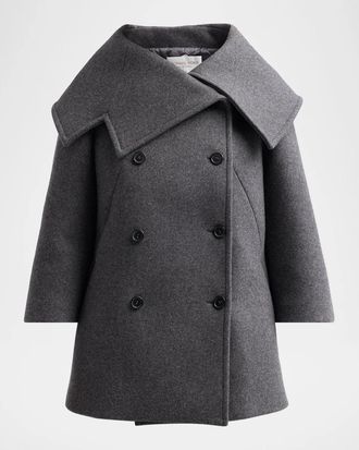 Michael Kors Portrait Wool Double-Breasted Peacoat