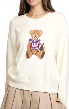 Le Lis Blanc Deux Teddy Bear Graphic Sweater In Cream