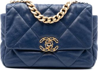 Chanel 2019 Medium Lambskin 19 Flap satchel - Blu
