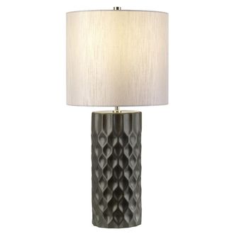Loops Table Lamp Steel Shade Polished Nickel Finial Graphite Finish LED E27 60W Bulb in Metallics