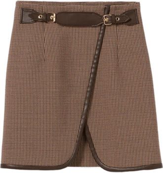 Claudie Pierlot Minigonna in pied-de-poule in pelle - Marrone