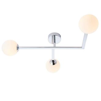 Netlighting RIOMAGGIORE Dimmable 3 Light Glass Semi Flush Bathroom Ceiling Lamp in Silver