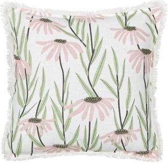 Beliani Beliani - Coj&iacute;n Boho Moderno De Algod&oacute;n Motivo Floral Flecos Hecho A Mano Funda Extra&iacute;ble 45 X 45 Cm Multicolor Gynura