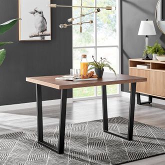 Furniturebox Kylo 120cm 4-Seater Rectangular Dining Table With U Legs in Brown