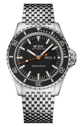 Mido Ocean Star Tribute Automatic Watch, 40.5mm in Silver/Black/Silver at Nordstrom