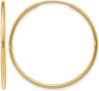 Diamond2Deal 14k Gold 1.20mm Polished Endless Tube Hoop Earrings