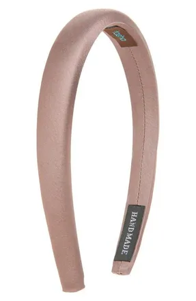 Tasha Skinny Padded Satin Headband in Brown at Nordstrom