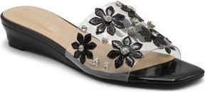 Adrienne Vittadini Parcia Wedge Slide Sandal in Black Vinyl at Nordstrom Rack, Size 7.5