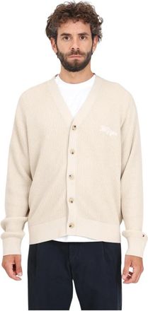 Tommy Hilfiger Beige Cardigan met Honingraatstructuur - Heren - Vesten - Beige - L - Katoen - Truien & Vesten