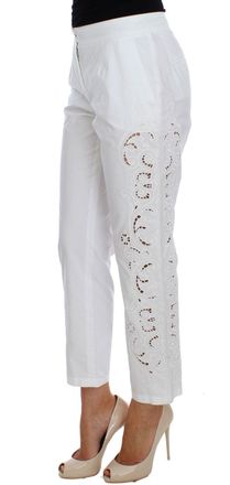 Dolce & Gabbana Womens White Floral Cutout Dress Sicily Pants Cotton