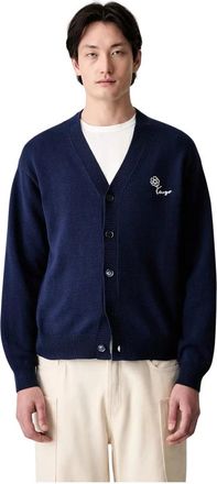 Kenzo Cardigan Ricamato a Tulipano - - Knitwear - Uomo - Blu - L