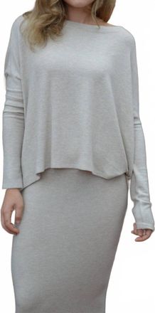 Beautiful People Brushed Jersey Long Sleeve Crew Top In Almond