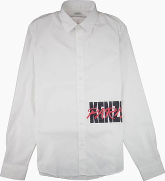 Kenzo Mens Kenzo Script Logo Long Sleeve Shirt White - Size: 38/Regular