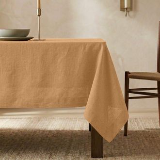 Solino Home Linen Tablecloth for Dining Table, Holiday and Everyday Table Decor - Diana in Tobacco Brown at Nordstrom, Size Medium