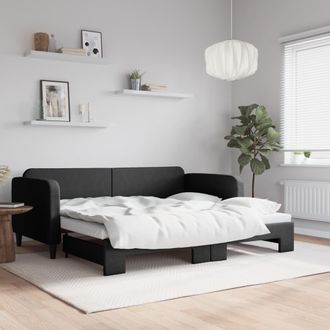 vidaXL Sof&aacute; Cama Nido Tela Negro 90x190 Cm Vidaxl