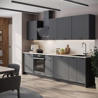 Vicco Mueble De Cocina Fame-line, Gris Oscuro/blanco, 280 Cm Sin Encimera, Vicco