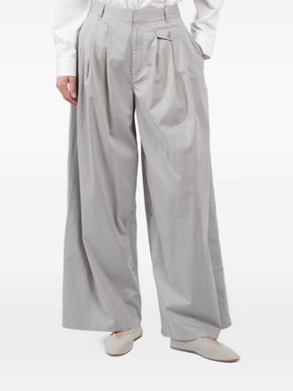 Tibi pleat-front trousers - women - Cotton/Elastane - L - Grey