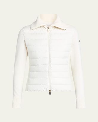 Moncler Padded Wool Zip-Up Cardigan