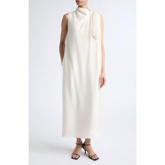 Altuzarra Jackie Fringe Trim Silk Dress in Ivory at Nordstrom, Size 38