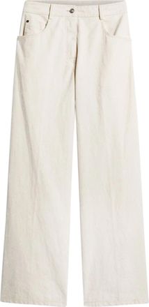 Forte_Forte Wide-Leg Flocked Denim Trousers with Classic Five-Pocket Design