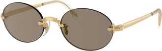 Ray-Ban Rb3929 By A$Ap Rocky Randloze Oval Zonnebril - unisex - Accessoires - Geel - Maat: 54 MM
