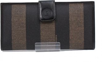 Fendi Black Khaki Pvc Leather Long Wallet (Bi-Fold) (Pre-Owned)