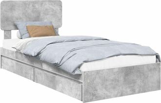 vidaXL Cama Con Almacenamiento Con Cabecera Gris Concreto 90 X 190 Cm Vidaxl