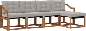 vidaXL Conjunto De Sof&aacute;s De Exterior 5 Uds. Gris Natural Y Claro Vidaxl