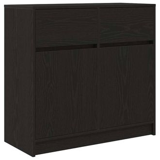 Berkfield Home Sideboard with Drawer Black Oak 80x34x76 cm Engineered Wood | Size: 80 x 34 x 76 cm