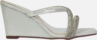XY London Womens XY London Womens/Ladies Kinsley Diamante Strappy Wedge Sandals - Silver - Size: 8