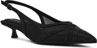 Anne Klein Jolene Kitten Heel Slingback Pump in Black Crystal at Nordstrom, Size 9.5