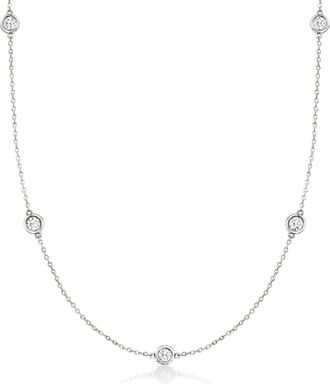 Ross-Simons Bezel-Set Diamond Station Necklace in 14kt White Gold
