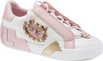 Karl Lagerfeld Madisyn Slip-On Sneaker in Bright White/Light Blush at Nordstrom, Size 8.5