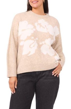 Vince Camuto Floral Jacquard Sweater in Oatmeal at Nordstrom Rack, Size 1X