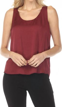 Joseph Ribkoff Scoop Neck Sleeveless Satin Top In Merlot