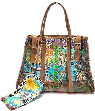 Prada Multi-Color Vinyl Leather Tote Bag (Pre-Owned)