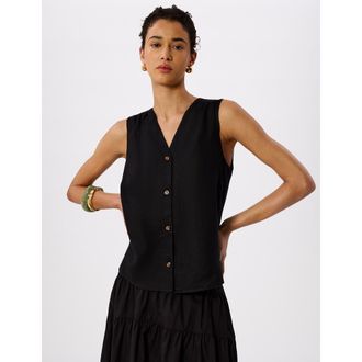 Whistles Laura Linen Tank in Black at Nordstrom, Size 10