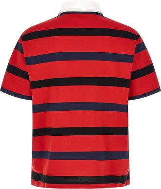 Prada Striped Cotton Polo Shirt - Red