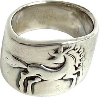 Herm&egrave;s Silver Silver 925 Band Ring (Pre-Owned)