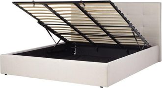 Beliani Ottoman Bed Fabric LORIENT 180 x 200 cm (EU Super King) Beige