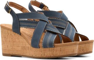 Clarks Sabina Wedge Slingback Sandal in Navy Nubuck at Nordstrom Rack, Size 9.5